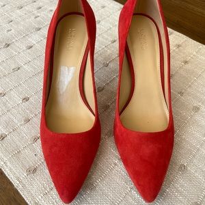 Michael Kors Red suede pumps with gold detail, size 8.5!